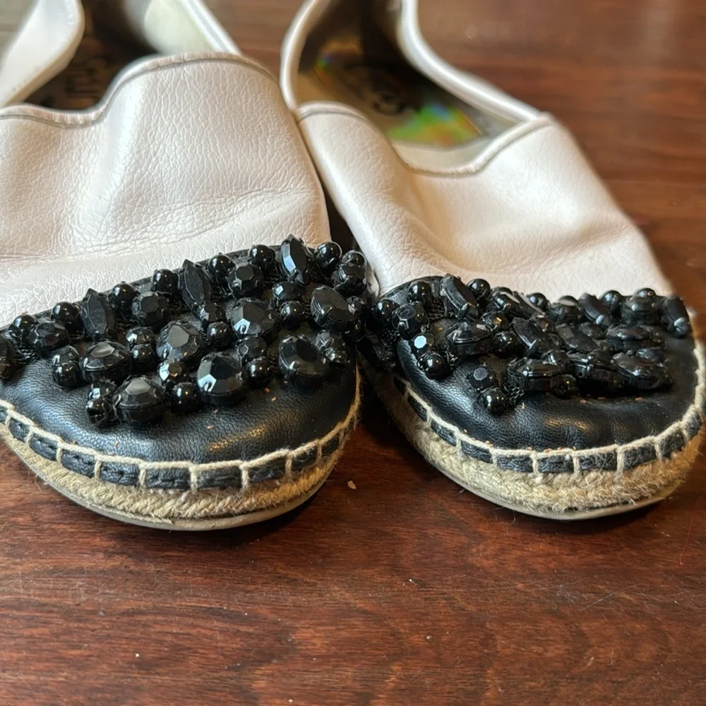 Circus Sam Edelman slip on flat shoe black rhinestone embellishments on toe 9.5